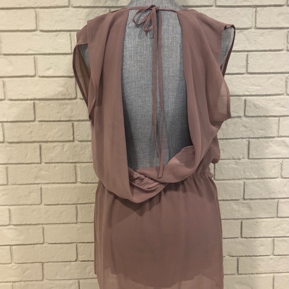 Short Draped Mauve Dress with Studs - Picture 4 of 5